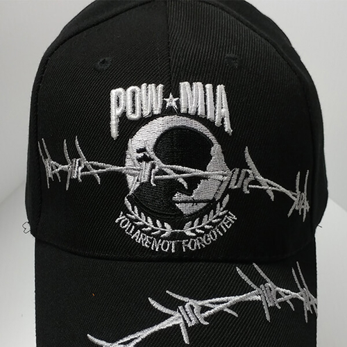 Custom embroidery on black hat