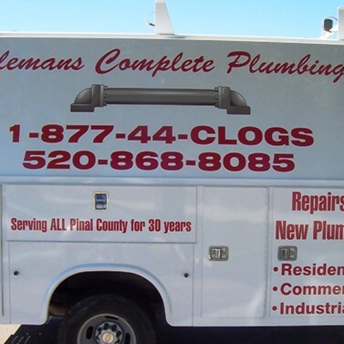 Clemans Complete Plumbing commercial truck with graphics