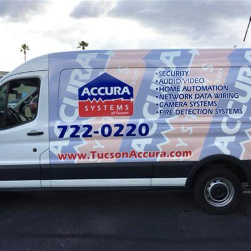 Van with custom vehicle graphics