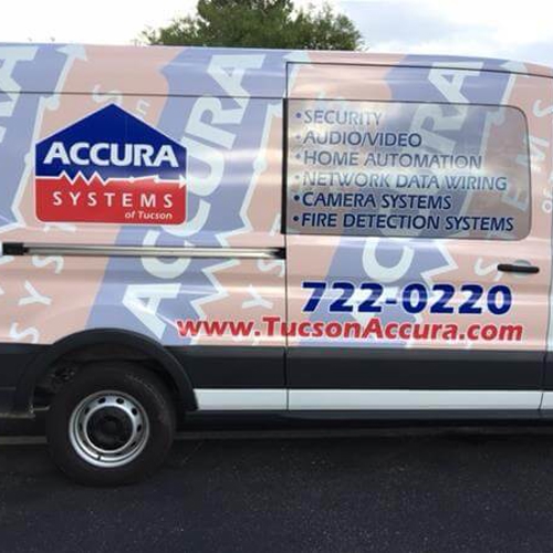 Van with custom vehicle graphics