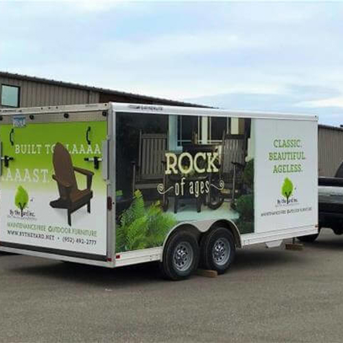 Moving truck with custom vehicle wrap