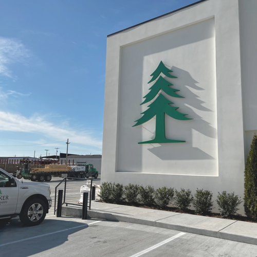 Tree logo on building