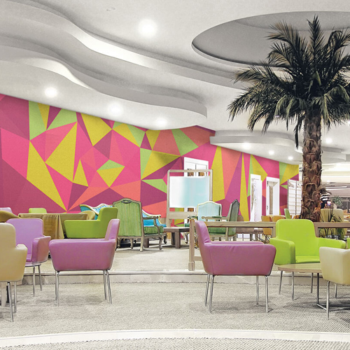 Colorful pink and green Hotel Wall Graphics