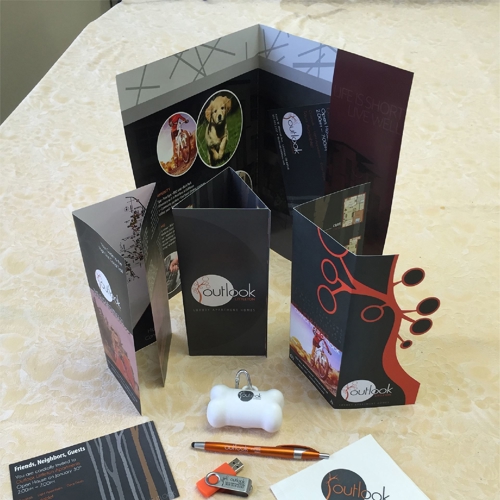Business Cards, Pens, Napkins, and Brocures