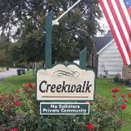 Creek walk exterior signage on the garden