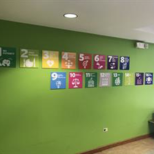 Pictures of numbers with different style on the wall