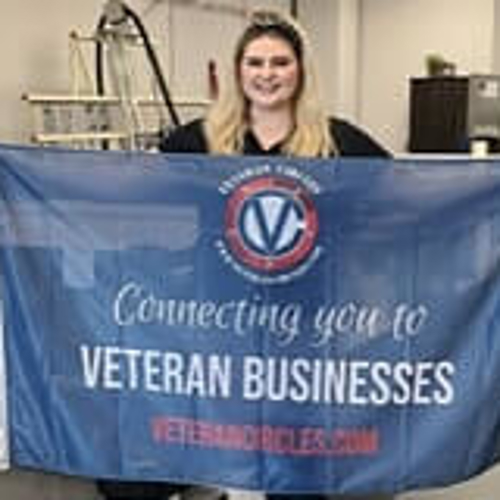 Custom banner holding by a girl 