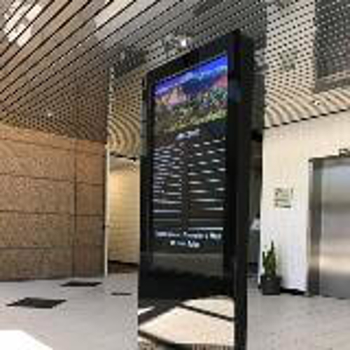 Black digital signage display in the building