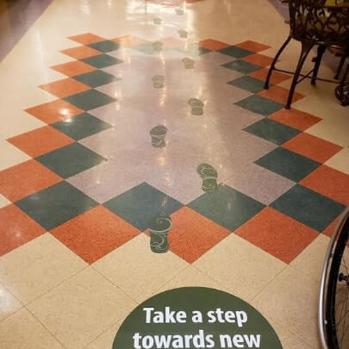 Floor with design and chairs