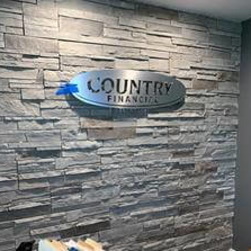 Country financial signage on the metal
