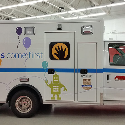 Medex lurie ambulance wrapped with graphics