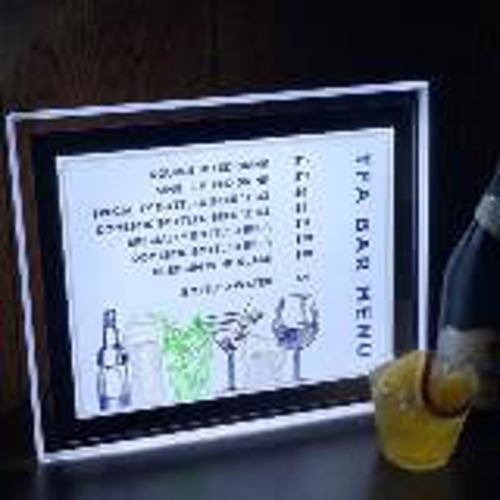 Light up menu beer and lemon on the side