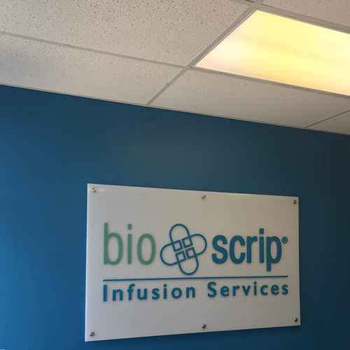 Custom decal in blue wall with things
