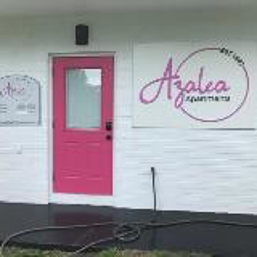 Pink custom decal for Azalea apartments 