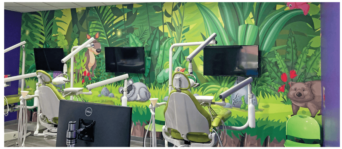 A themed dental office features