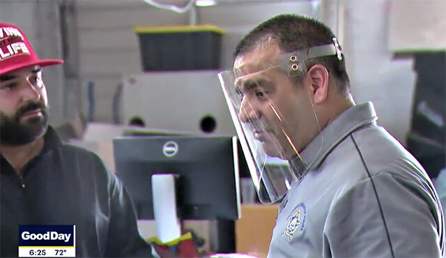 Man wearing face shield