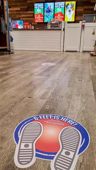 floor decals help social distancing