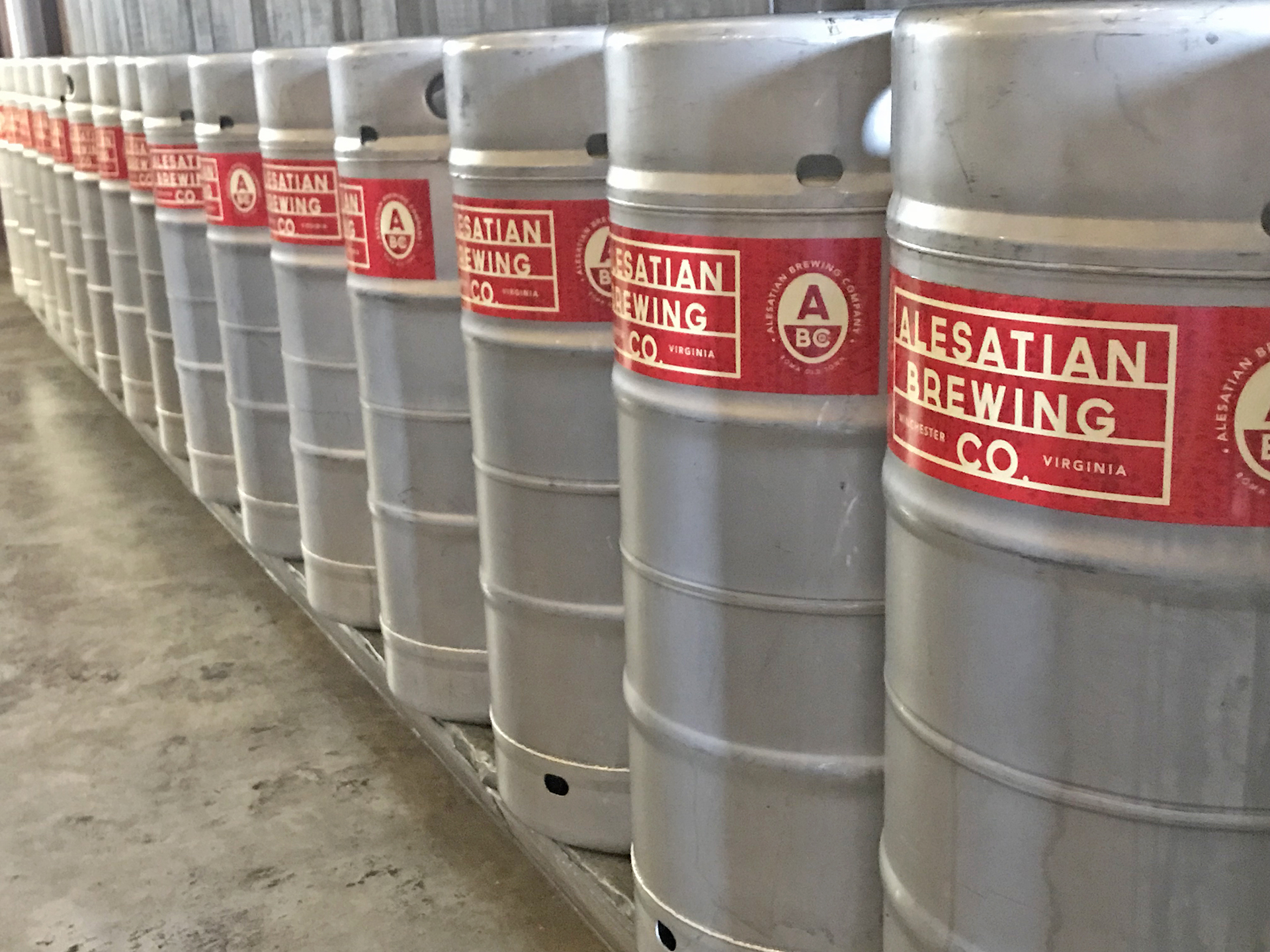 alesatian brewing co branded barrel stickers
