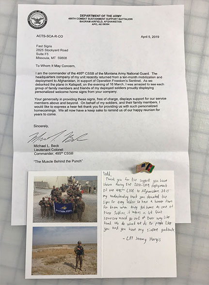 a thank you letter from soldiers