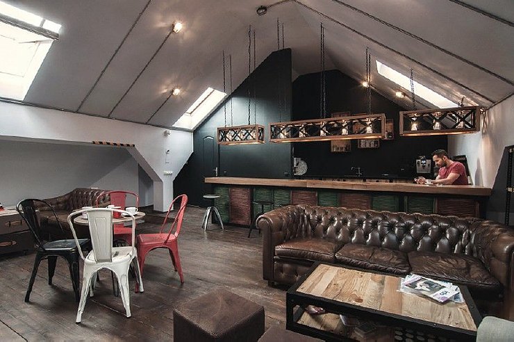 a coffee shop themed sitting area