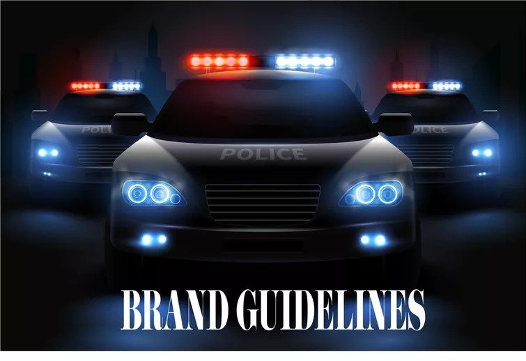 police cars with text saying Brand Guidelines