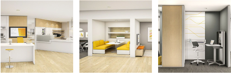 an office has closed off areas for privacy