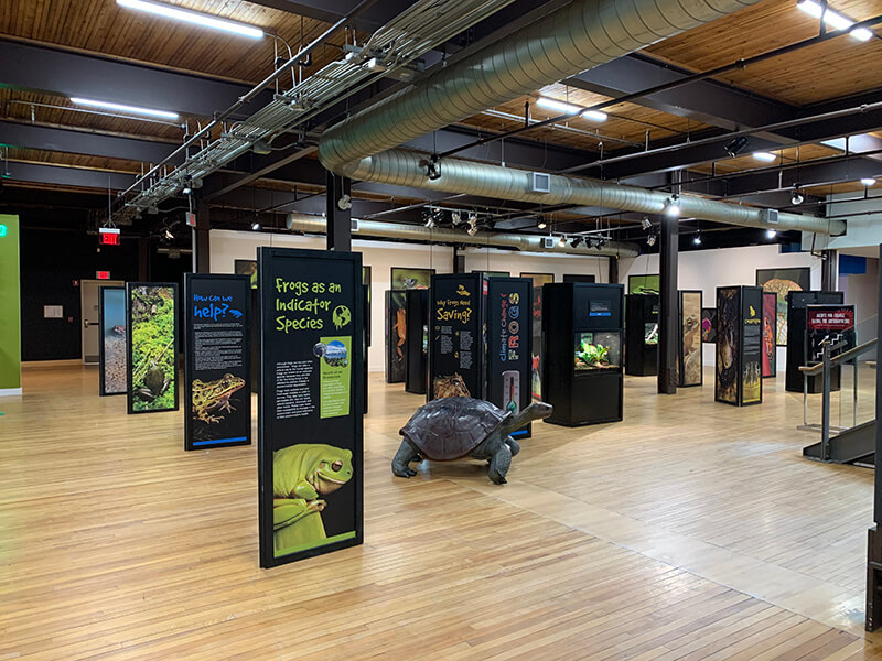 Different signage on the exhibit