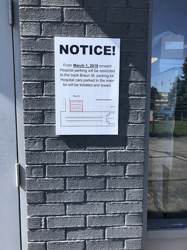 Notice signage on the wall