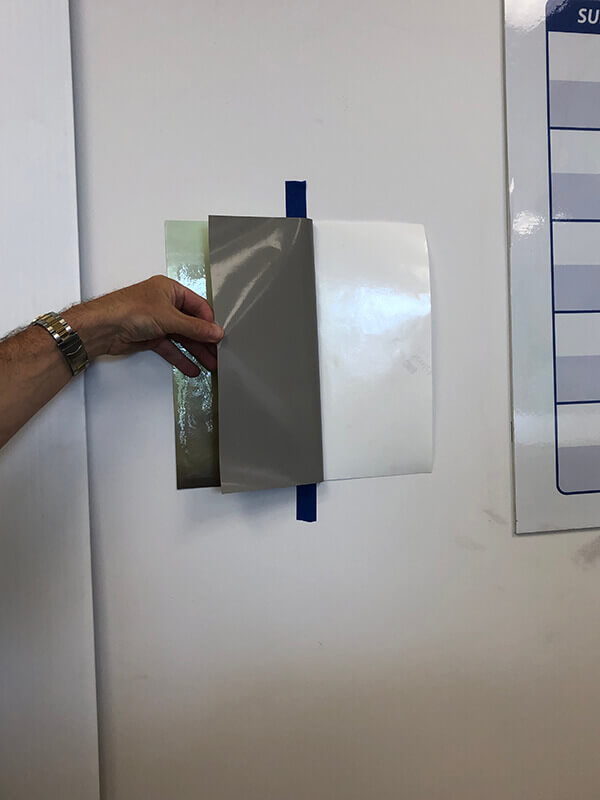 Removing backing paper of the decal