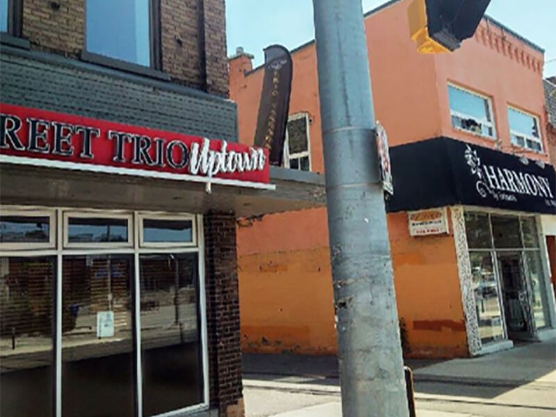 Shop sign on the building