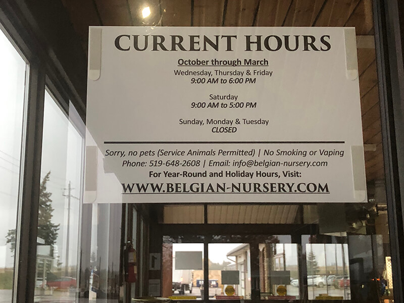 Current hours of Belgian nursery