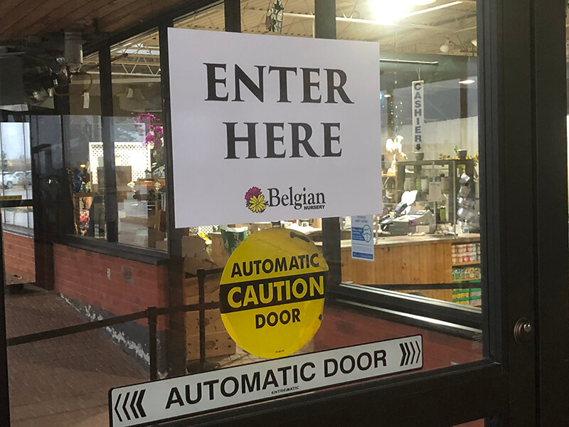 Enter signage on the door