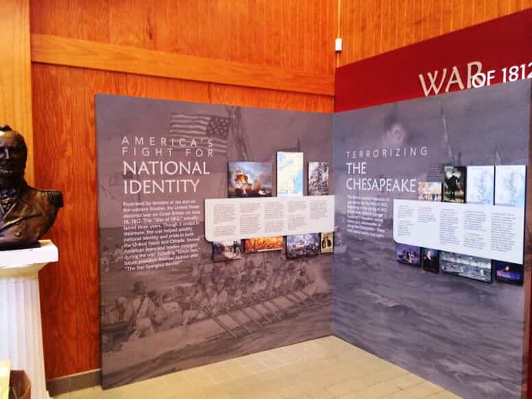 wall panels display information on the War of 1812
