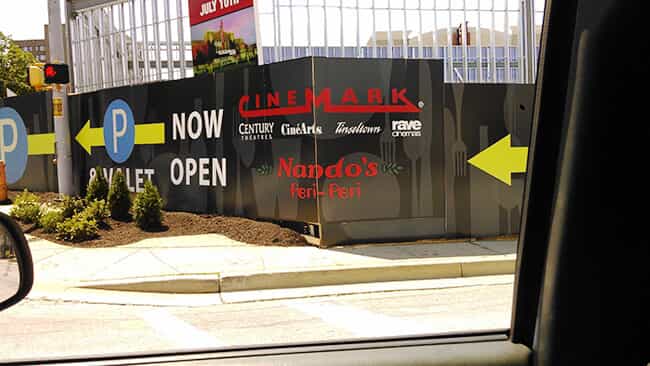 wall graphics guide pedestrians to nearby stores