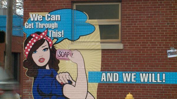 Fastsign custom graphic of woman holding a soap