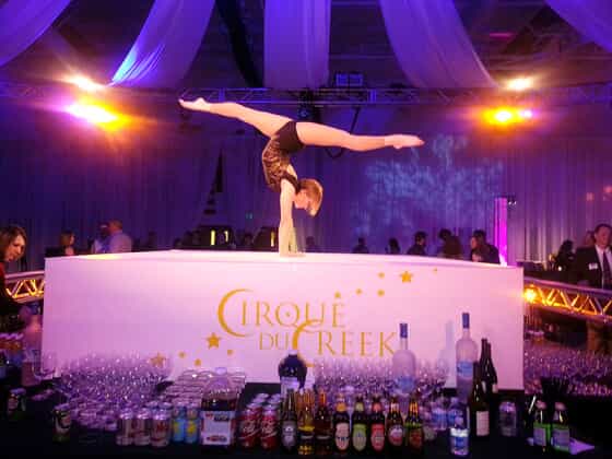 a gymnast performs a stunt
