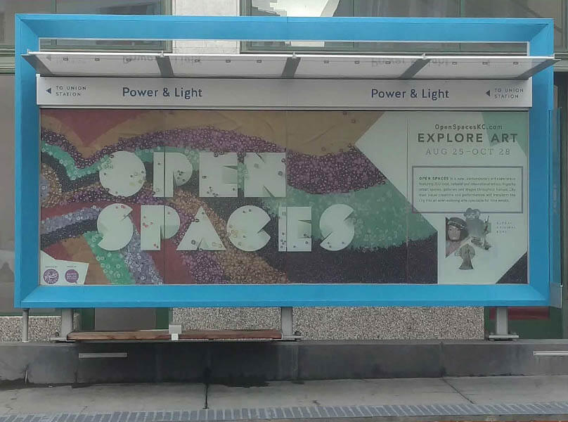 Printed decals on bus stop