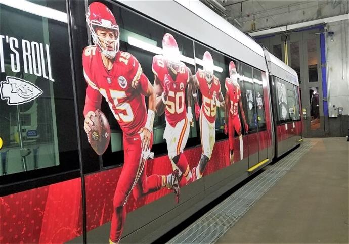 vehicle graphic on train